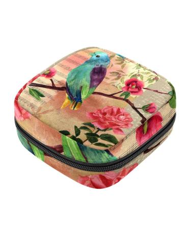 Red Birds Rosen Musiknoten Vintage Women Binding Storage Pocket menstruation pad bag Pavable menstrual cup pocket with zipper for teenagers girls women women