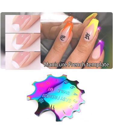 Sadfd Edge Trimmer & French Smile Line Tool Set | Metal Stencil Cutter for Acrylic Nails | Rainbow Color Design for Professional Nail Art - Buy Online on GoSupps.com