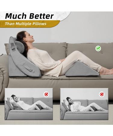 4PCS Axelrod Orthopedic Bed Wedge Pillow Set for Back, Neck, and Leg Pain Relief - Adjustable Ortho Pillows for Anti Snoring, Heartburn, Acid Reflux - Grey - Buy Online on GoSupps.com