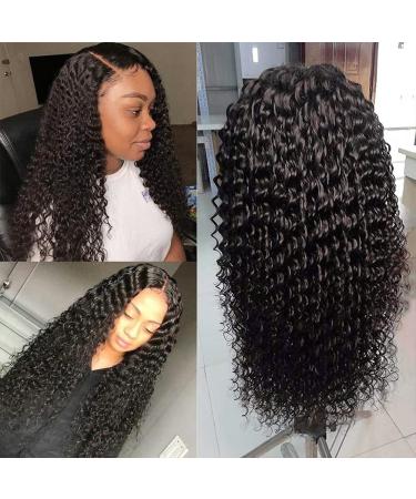 20 Inch Deep Wave Lace Front Human Hair Wig - Brazilian Virgin Hair, HD Transparent Lace, Pre Plucked, Natural Black - Glueless Wet and Wavy Style for Women - Buy Online on GoSupps.com