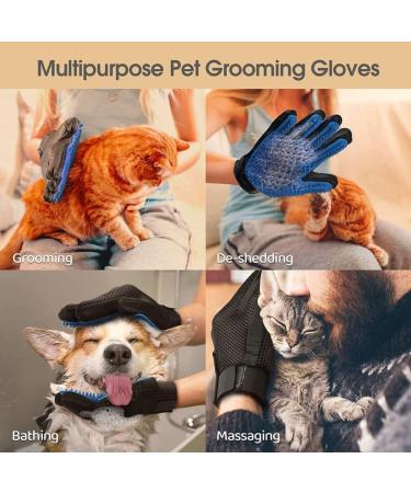 Pet Grooming Glove Pet Brush Glove Deshedding Brush Glove Pet Hair Remover Brush Bath Tool for Pets Grooming Pet Mitt For Dogs Cats & Horses with Long/Short/Curly Hair (Blue) - Buy Online on GoSupps.com