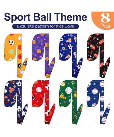 Leumoi Kids Silky Durags - 8 Pcs Ball Theme Pattern Long Tail Satin Headwrap for Boys, Girls, Baby, Toddler - Buy Online on GoSupps.com