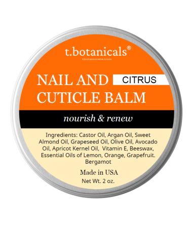 t.botanicals Natural Nail and Cuticle Balm Cuticle Salve Prevents Splitting Dryness Hangnails Repairs Damaged Nails Nail and Cuticle Repair Cream Helps with Nail Growth (Citrus 2 oz) Citrus 2 Ounce (Pack of 1)