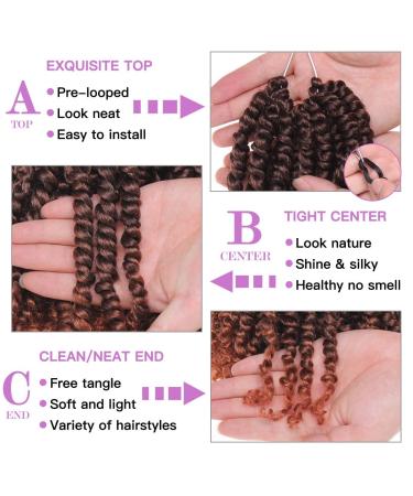 ZRQ Short 8 Packs Pre-twisted Bob Passion Twist Crochet Hair 12 Ombre Copper Red T350# - 12 Roots/Pack Synthetic Braids - Buy Online on GoSupps.com