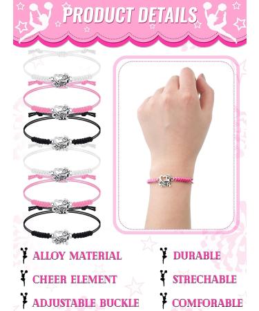 Rtteri 24 Piece Cheerleader Charm Bracelet - Adjustable Girls Cheerleading Jewelry Set for Cheer Team - Bulk Cheerleader Gifts and Accessories - Buy Online on GoSupps.com