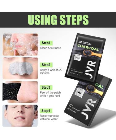 JVR Nose Strips for Blackhead Removal | Deep Cleansing Pore Strips with Charcoal & Witch Hazel | 10 Count for Oily Skin - Buy Online on GoSupps.com