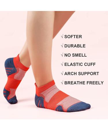 PAPLUS Women's Ankle Compression Running Socks 6-Pack - Cushioned Athletic Socks with Arch Support - Large-X-Large - Buy Online on GoSupps.com