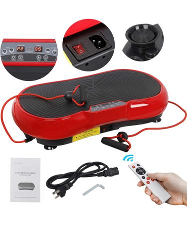 Super Deal Pro Vibration Plate Exercise Machine - Whole Body Workout Fitness Platform with Loop Bands, Bluetooth & Remote - 99 Levels Red - Buy Online on GoSupps.com