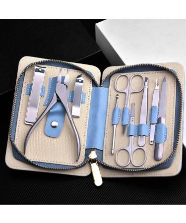 Nail Clippers Set Stainless Steel Nail Clippers 9-Piece Personal Care Nail Manicure Set Nail File Suitable for Men and Women Home Travel Blue - Buy Online on GoSupps.com