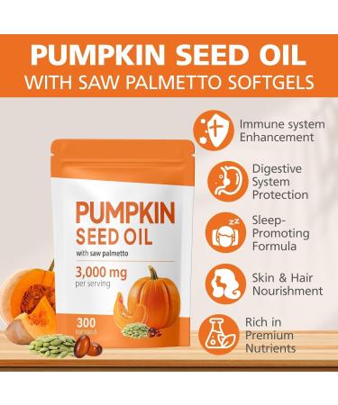 Pumpkin Seed Oil with Saw Palmetto Capsules - Advanced Pumpkin Seeds Oil Supplement - Cold Pressed Pure Virgin il - Supports Hair Urinary Bladder & Prostate Health Non-GMO 300 Softgels - Buy Online on GoSupps.com