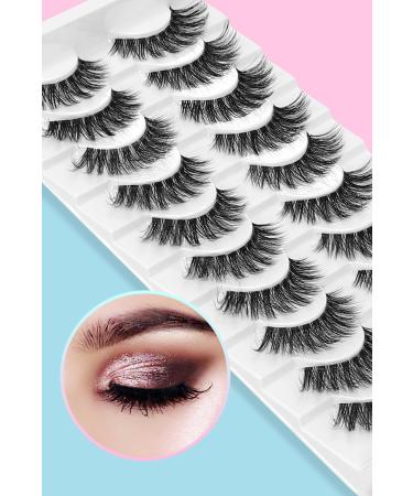 False Eyelashes Clear Band Mink Lashes Fluffy 5D Soft Fake Eyelashes Faux Mink Lashes Natural Look Cat Eye 14MM Fluffy Light Volume Eyelash 10 Pairs  - Buy Online on GoSupps.com