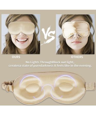 100% Mulberry Silk Sleeping Mask - Adjustable Eye Mask for Women and Men - Ideal for Travel, Home, and Office - Black (3D Gold) - Buy Online on GoSupps.com