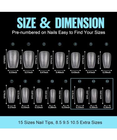 Tomicca Ballerina Short Nail Tips - 450 Full Cover Soft Gel Tips Pre-shaped Matt Art Nails 15 Sizes for Geln gel - Buy Online on GoSupps.com