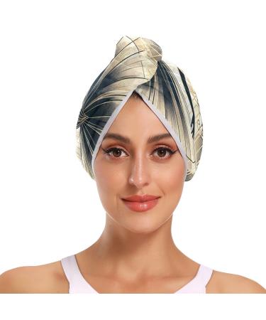 Art Nouveau Artistic Image of Ballerina Dancing in The Backlight Hair Towel 2 Pack Super Absorbent Hair Drying Towel Quick Dry Hair Turbans Head Towel with Button Twisty Wrap for Women Girls