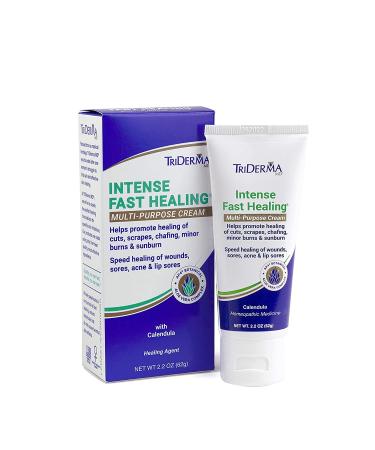 TriDerma Intense Fast Healing Multi-Purpose Cream for Cuts Scrapes Sores Chafing Minor Burns and Sunburn (2.2 oz Tube)
