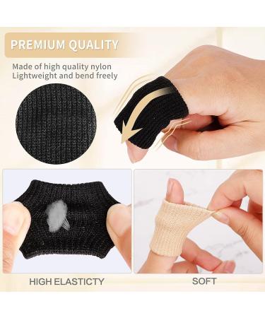 30pc Finger Sleeves Elastic Compression Protector + Storage Bag - Pain Relief Sports Finger Support (Black & Beige) - Buy Online on GoSupps.com