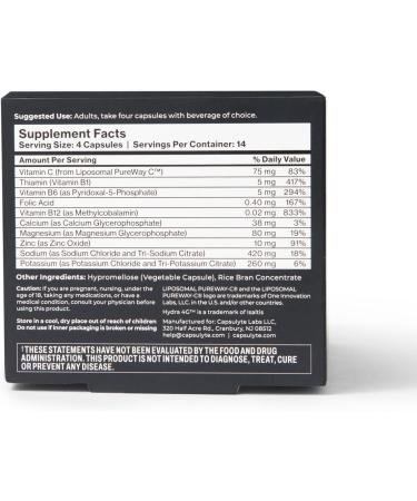 Hydration Support for Alcohol & Workout Recovery | Electrolytes Vitamins Minerals | Liposomal Pureway C | 14 Packets (56 Capsules - Buy Online on GoSupps.com