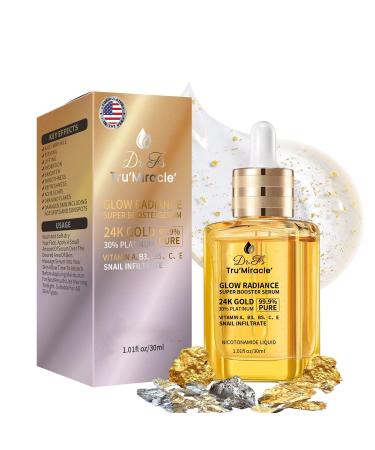 24K Gold Serum for Face with Platinum Ultra Advanced Anti aging Resurfacing retinol serum Enriched with VitaminB3CE & Snail for Deep wrinkle filler Collagen Booster serum colageno liquido para la cara