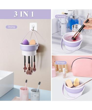 3 in 1 Silicone Makeup Brush Cleaner Bowl - Drying Holder & Cleaning Mat Tool for Cosmetic Brushes | International Shipping Available - Buy Online on GoSupps.com