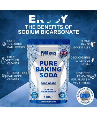 1KG Vegan Pure Baking Soda | Food Grade Sodium Bicarbonate for Cooking, Cleaning & Drinking | Aluminium & BPA Free Raising Agent - Buy Online on GoSupps.com