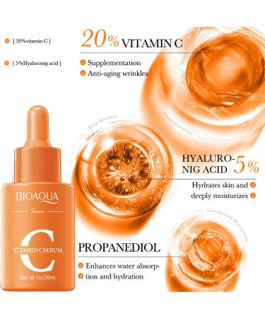 BIOAQUA Vitamin C Facial Serum | Hyaluronic Acid Anti-Aging Moisturizer | 30ml Skin Care - Buy Online on GoSupps.com