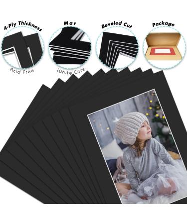 Pack of 25 Acid-Free Black Pre-Cut 5x7 Picture Mats for 4x6 Photo - White Core Bevel Cut Frame - 25-Pack Black Mats - Buy Online on GoSupps.com