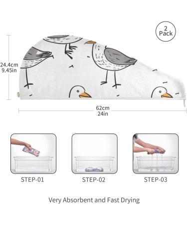 Super Absorbent Grey Birds Hair Towel 2 Pack - Quick Dry Hair Turbans & Twisty Wrap for Women & Girls - Buy Online on GoSupps.com