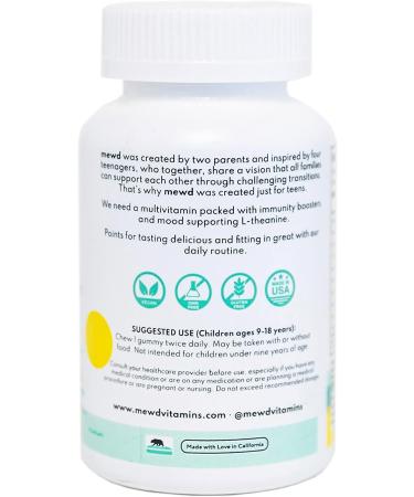 MEWD Teen and Kids Daily Multivitamin Gummy | Natural Mood Enhancer | Vegan Immune System Booster with Iron Zinc | Gluten Free-Focus Vitamin for Kids | Brain Health | Made in USA - Buy Online on GoSupps.com