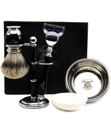 Shaving Set for Men - Silver Tip Badger Brush 5 Edge Razor Stand & Soap - Premium Grooming Collection - Buy Online on GoSupps.com