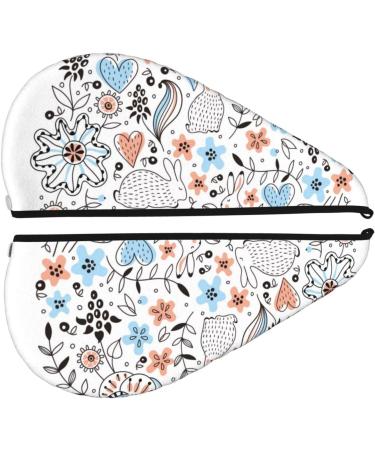 Floral Rabbit Microfiber Hair Towel Wrap | Soft Super Absorbent Coral Velvet for Long Curly & Thick Hair - Buy Online on GoSupps.com