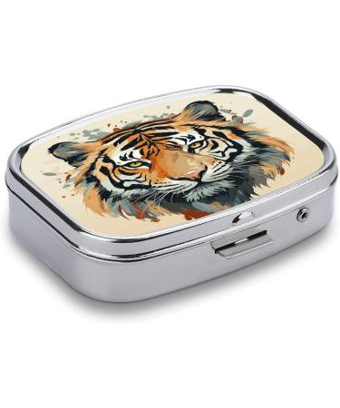 Year of The Tiger Pill Box - Decorative 2 Compartment Medicine Organizer for Pocket & Purse - Buy Online on GoSupps.com