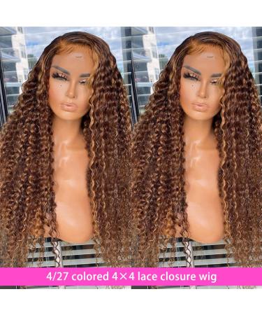 SOSATISFY 4/27 Ombre Highlight Lace Front Human Hair Wig - 30 Inch Deep Wave Closure Wig for Black Women - Pre Plucked with Baby Hair - 180% Density - Buy Online on GoSupps.com