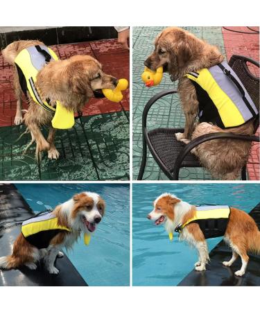Dog Life Jacket Vest with Detachable Airbags & Buoyancy | Safety Adjustable Swimsuit for Dogs - L Yellow - Buy Online on GoSupps.com