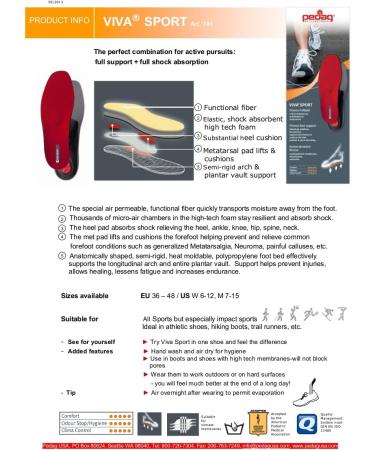 Buy Pedag Viva Sport Insoles - High-Quality Sporty Shoe Inserts for Comfort & Relief | 43 EU Red - Buy Online on GoSupps.com