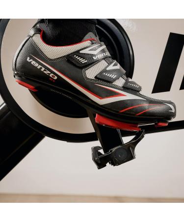 Venzo Men's Road Cycling Shoes - 3 Straps, Delta SPD Compatible - White/Black - Size 11 - Buy Online on GoSupps.com