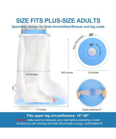 YUNCHI Waterproof Full Leg Cast Cover for Shower Extra Wide Adults for Knee Brace Large Plaster Dressings After Operation Boots Non Slip Durable Reusable Protectors 2023 Upgraded (XL Full Leg) XL-Extra Wide Full Leg - Buy Online on GoSupps.com