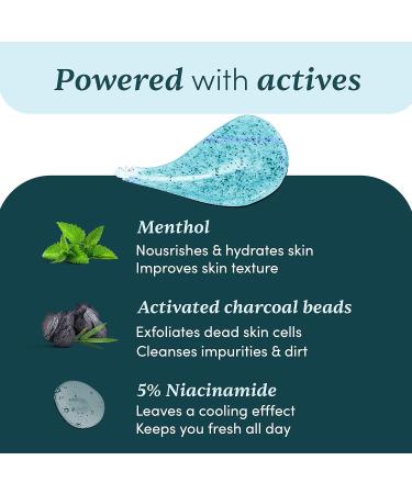 3-in-1 Action Charcoal & Menthol Body Wash | Instant Cooling Odor Protection & Skin Texture Improvement | 5% Niacinamide & Activated Charcoal Beads | 250ml - Shop Now - Buy Online on GoSupps.com