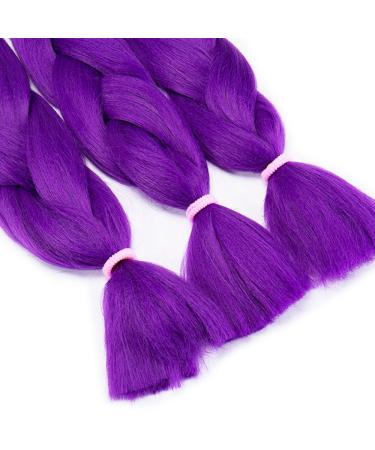 Tess Braids Extensions 60cm - 3 Pack Jumbo Kanecalon Hair Braids for Box Braids - 100g Purple Kunsthaar Extensions - Buy Online on GoSupps.com