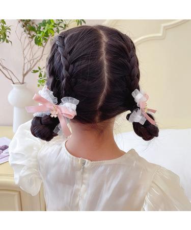 CHENYX Cute Velvet Barrettes - 2 Pack Little Girl Princess Hair Decoration | Pink Lace Bow Braid Ornaments for Girls - Buy Online on GoSupps.com