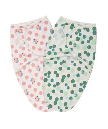 Vicloon Baby Swaddle Wraps 2 pcs Baby Swaddle Blanket 0-3 Months 100% Breathable Organic Cotton Fabric New Born Swaddle Wrap For Boy and Girl (Green-Pink)