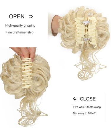 Claw Messy Bun Clip Wavy Curly Chignon Updo Hairpiece - Bleach Blonde - for Women & Girls - Buy Online on GoSupps.com