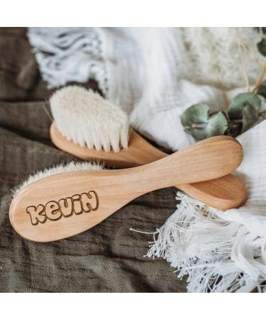 Personalized Baby Hairbrushes | Custom Engraved Wooden Hair Brush for Newborns | Natural Goat Bristle Comb | Perfect Birth Baptism & Birthday Gifts - Buy Online on GoSupps.com