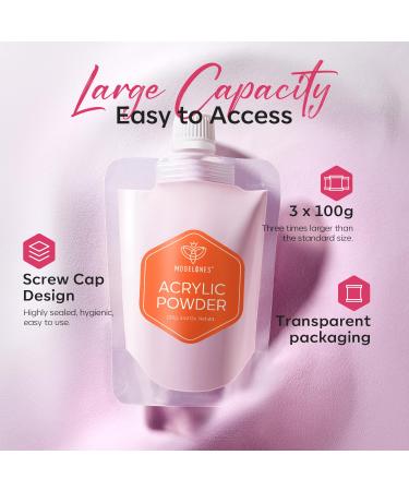 Modelones 3.53oz Acrylic Powder Set - Clear White & Pink | Premium 3D Nail Art & French Nail Extension Supplies - Buy Online on GoSupps.com