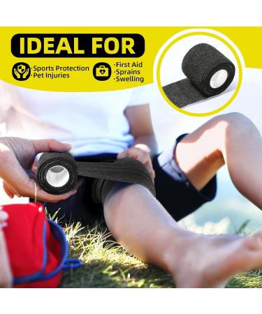 Anjocare Self-Adhesive Bandage Wrap (8 Pack) - Breathable Cohesive Bandage for First Aid Sports Injuries Dog Vet Use - 5cm x 4.5m Black - Buy Online on GoSupps.com