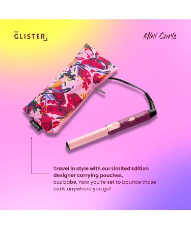 Glister Mini Curls Travel Curler with Pouch - Compact Clip Curling Wand for All Hair Types - Ideal for Boys & Girls - Apricot Plum - Buy Online on GoSupps.com