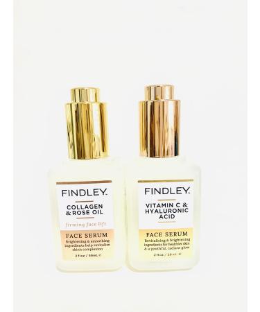 Bundle of Findley Collagen and RoseOil Face Serum & Vitamin C and Hyaluronic Acid Face Serum total of 2 items No box