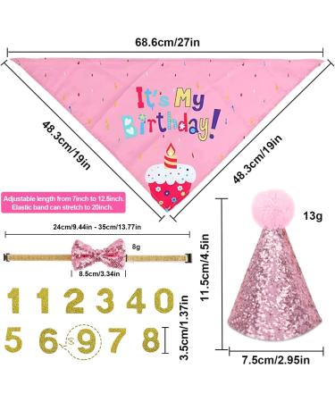 NITAIUN 4 Pcs Dog Birthday Hat Dog Birthday Party Bandana Puppy Dog Birthday Outfit with Bow Tie Collar and Number Dog Cat Costumes for Pet Birthday Decorations Party Decoration Set (Pink) - Buy Online on GoSupps.com