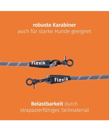 Floxic Premium Kleine Dog 3M Adjustable Leash | Stylish & Durable Touwline for Small & Medium Dogs - Gray & Orange 12mm - Buy Online on GoSupps.com