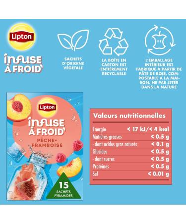 Lipton Raspberry Peach Cold Infuse Infused Water Flavored Water Take Anywhere 15 Pyramid Bags - Buy Online on GoSupps.com