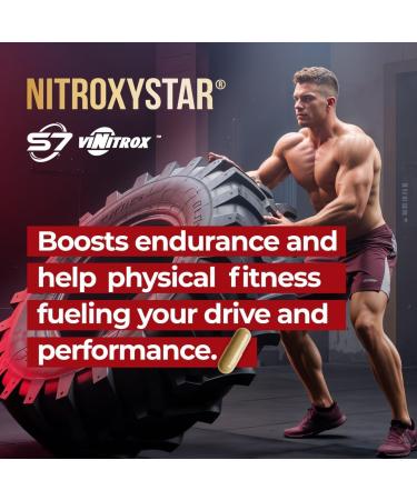 Nitroxystar Nitric Oxide Booster for Men & Women - Featuring S7 & ViNitrox - Blend with L-Arginine L-Citrulline Ginseng - Muscle Pump Circulation Endurance & Recovery Support - 30 Vegan Capsules - Buy Online on GoSupps.com